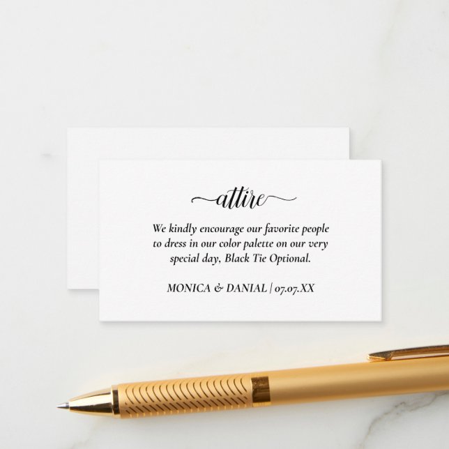 Tarjeta De Recepción Código de vestimenta de boda (Anverso/Reverso In Situ)