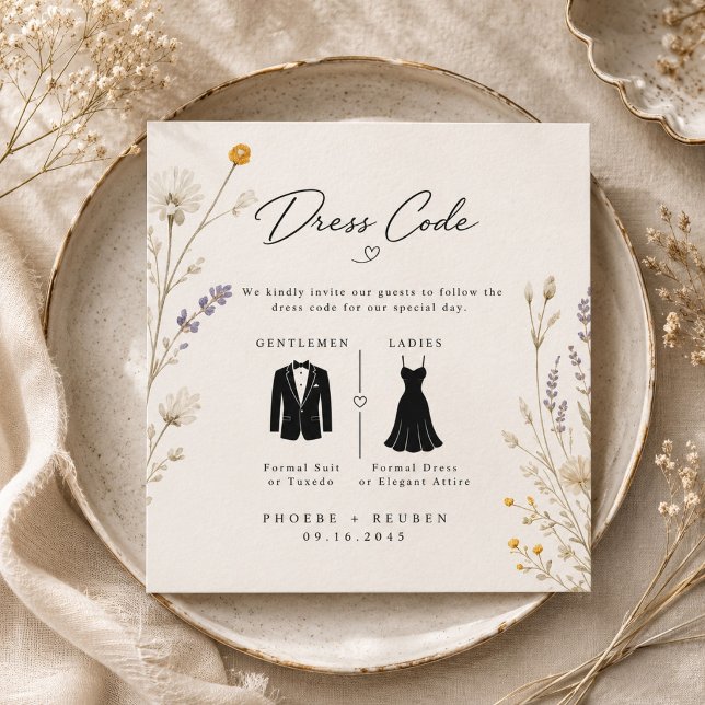 Tarjeta De Recepción Código de Vestimenta de Boda de Flor Silvestre Ele (Subido por el creador)