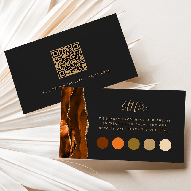 Tarjeta De Recepción Código de Vestimenta de Boda Oscura Ágata Naranja  (Subido por el creador)
