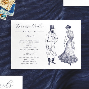 Tarjeta De Recepción Código de Vestimenta Elegante Dibujos Vintage Boda