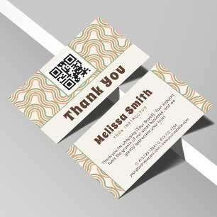 Tarjeta De Recepción Código QR abstracto retro ondulado agradecimiento 
