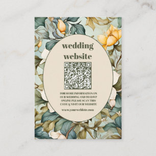 Tarjeta De Recepción Código QR Acuarela Lirio Blanco Boda Art Nouveau