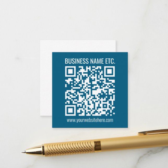 Tarjeta De Recepción Código QR azul océano editable  (Anverso/Reverso In Situ)
