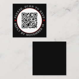 Tarjeta De Recepción Código QR blanco negro RSVP borde rojo corazones b