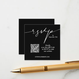 Tarjeta De Recepción Código QR boda blanco y negro