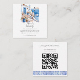 Tarjeta De Recepción Código QR Boda de acuarela de Grecia