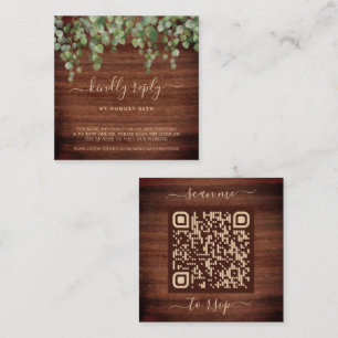 Tarjeta De Recepción Código QR Boda de ecología de eucalipto rústico de