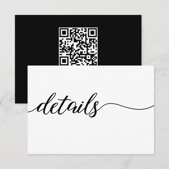 Tarjeta De Recepción Código Qr Boda de guiones detalles del sitio web b (Anverso / Reverso)