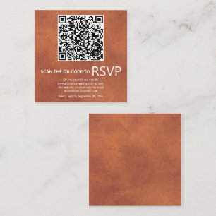 Tarjeta De Recepción Código QR boda de terracota manchado RSVP