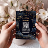 código qr Boda Estrellas Luna Azul Celestial Media