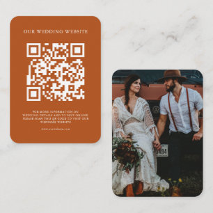Tarjeta De Recepción Código QR Boda fotográfico bohemio simple de terra