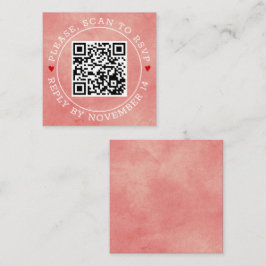Tarjeta De Recepción código QR boda manchado de coral de borde RSVP ros