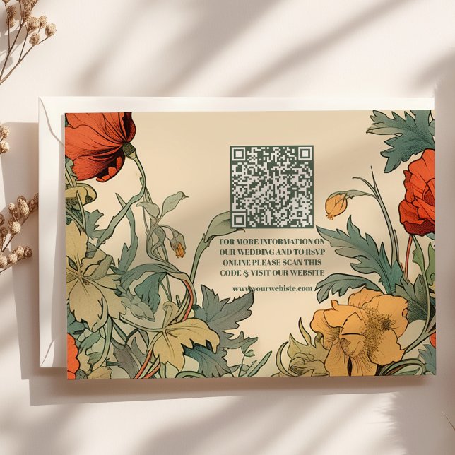 Tarjeta De Recepción Código QR Boda romántico de Art Nouveau (Subido por el creador)