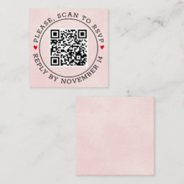 Tarjeta De Recepción Código QR boda rosa suave con borde RSVP manchado