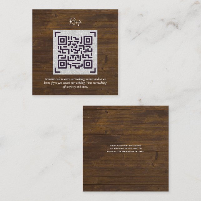 Tarjeta De Recepción CÓDIGO QR Boda RSVP Detalles Regalos de alojamient (Anverso / Reverso)
