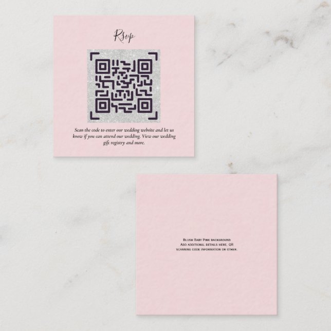 Tarjeta De Recepción CÓDIGO QR Boda RSVP Detalles Regalos de alojamient (Anverso / Reverso)