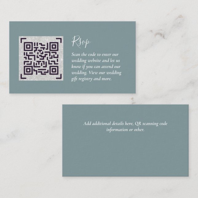 Tarjeta De Recepción CÓDIGO QR Boda RSVP Detalles Regalos de alojamient (Anverso / Reverso)
