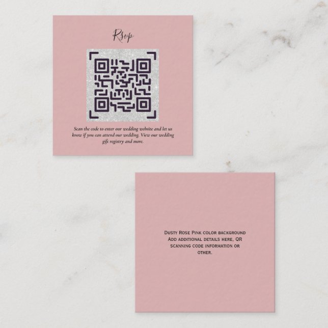 Tarjeta De Recepción CÓDIGO QR Boda RSVP Detalles Regalos de alojamient (Anverso / Reverso)