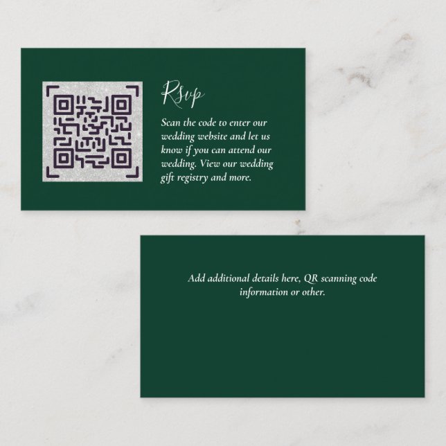 Tarjeta De Recepción CÓDIGO QR Boda RSVP Detalles Regalos de alojamient (Anverso / Reverso)