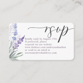 Tarjeta De Recepción Código QR Boda RSVP Lavanda elegante