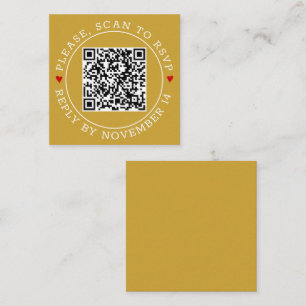 Tarjeta De Recepción Código QR Borde RSVP boda de oro moderno