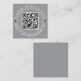 Tarjeta De Recepción Código QR Borde RSVP boda gris moderno