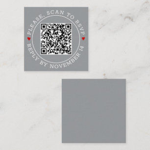 Tarjeta De Recepción Código QR Borde RSVP boda gris moderno
