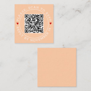 Tarjeta De Recepción Código QR Borde RSVP y boda de melocotón de corazo