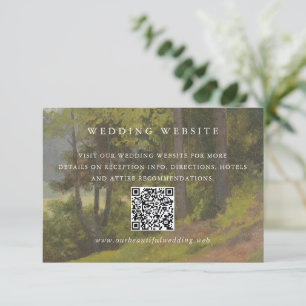 Tarjeta De Recepción Código QR Bosque Rústico Boda Elegante