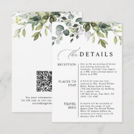 Tarjeta De Recepción Código QR Botánico de Boda de Eucalipto Elegante