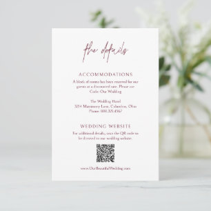 Tarjeta De Recepción Código QR Burgundy Clásico Boda Elegante