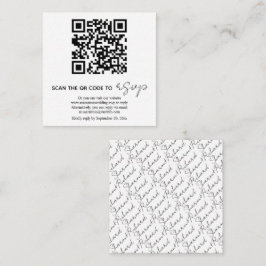 Tarjeta De Recepción Código QR caligrafía en blanco y negro RSVP foto