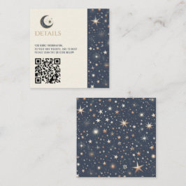 Tarjeta De Recepción Código QR Celestial Azul y Oro