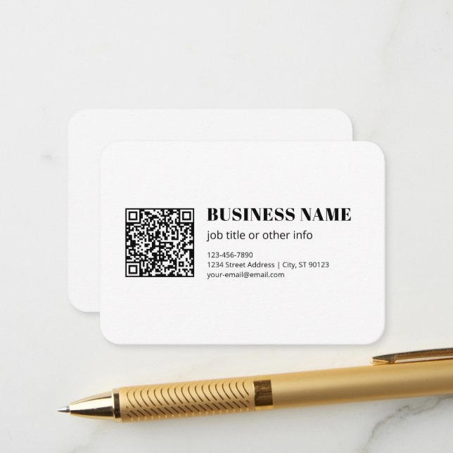 Tarjeta De Recepción Código QR comercial y texto retro-moderno editable (Anverso/Reverso In Situ)