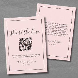 Tarjeta De Recepción Código QR Compartir Fotos de Invitados Rosa Claro 