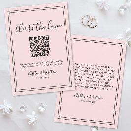 Tarjeta De Recepción Código QR Compartir Fotos de Invitados Rosa Claro 