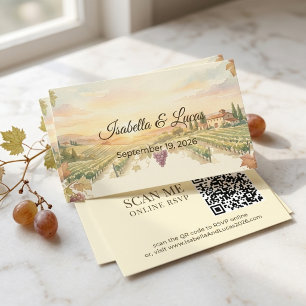 Tarjeta De Recepción Código QR de Acuarela de Viñedo de Napa Valley 