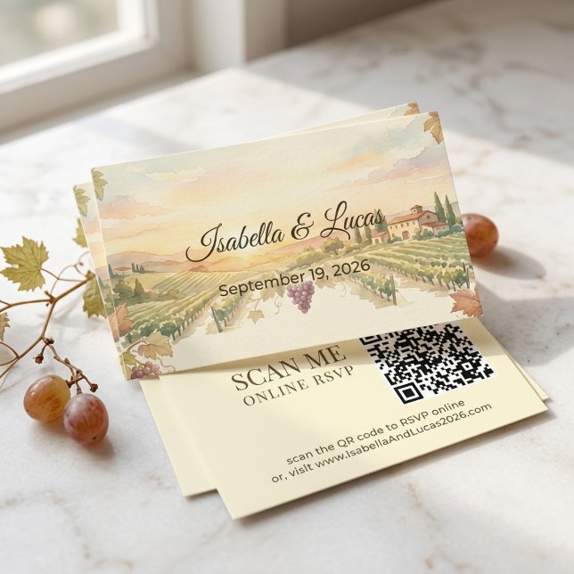 Tarjeta De Recepción Código QR de Acuarela de Viñedo de Napa Valley  (Subido por el creador)