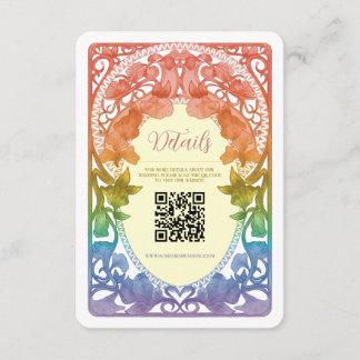 Tarjeta De Recepción Código QR de boda Art Nouveau de arcoíris Enclosur