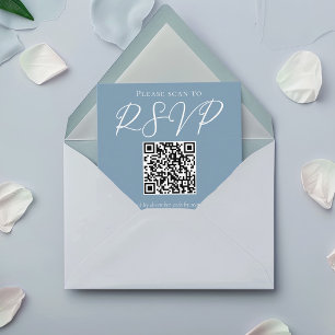 Tarjeta De Recepción Código QR de Boda azul turbio RSVP