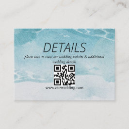 Tarjeta De Recepción Código QR de Boda Azul Veraniega