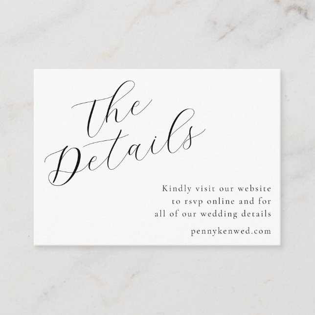 Tarjeta De Recepción Código QR de Boda blanco de guión elegante (Anverso)