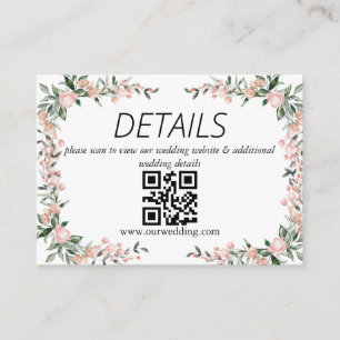Tarjeta De Recepción Código QR de Boda Blush Pink Bloom