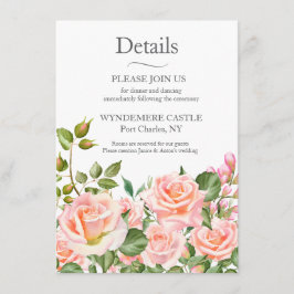 Tarjeta De Recepción Código QR de Boda Botánico Rosa Rubor 