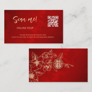 Tarjeta De Recepción Código QR de Boda China Magnolia RSVP en Línea