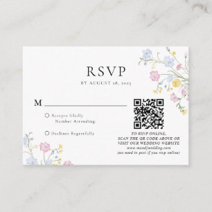 Tarjeta De Recepción Código QR de boda con cresta floral rococó elegant