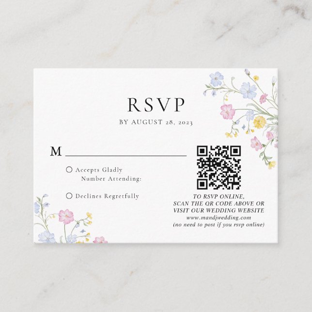 Tarjeta De Recepción Código QR de boda con cresta floral rococó elegant (Anverso)