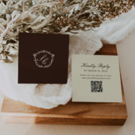 Tarjeta De Recepción Código QR de boda con monograma occidental románti