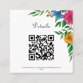 Tarjeta De Recepción Código QR de boda de flores brillantes de primaver