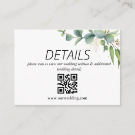 Tarjeta De Recepción Código QR de boda de vegetación rústica de eucalip
